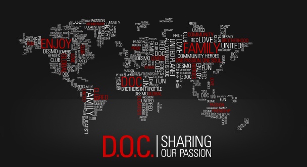 Exclusive DROC Membership Benefits | Ducati Riders of Orange County 3 D.O.C. map highlighting global Ducati community values of family and passion for riding