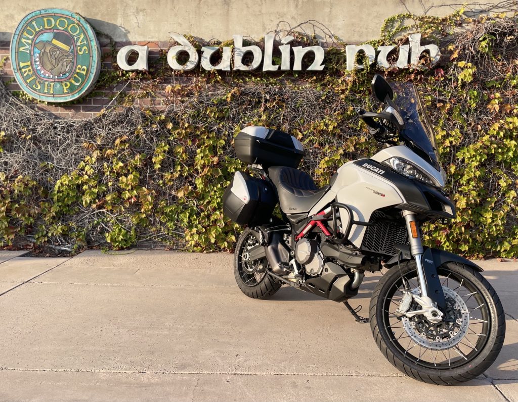 Ducati Multistrada parked at Muldoon's Pub during DROC bike night in Orange County