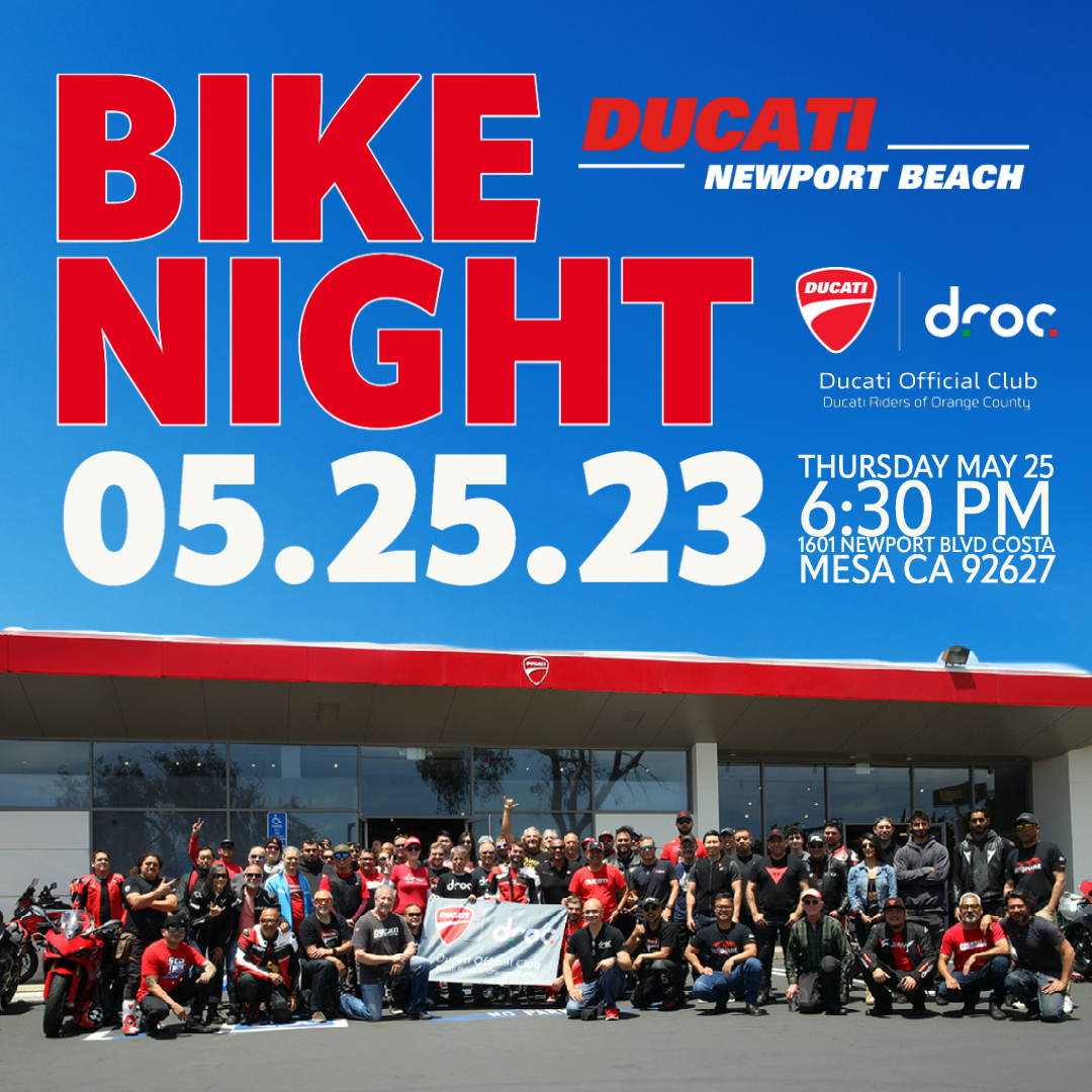 DROC Bike Night at Ducati Newport Beach May 2023 Ducati Riders of