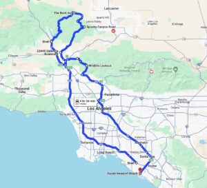 Route map to The Rock Inn via Spunky Canyon Road, perfect for Ducati riders in Orange County