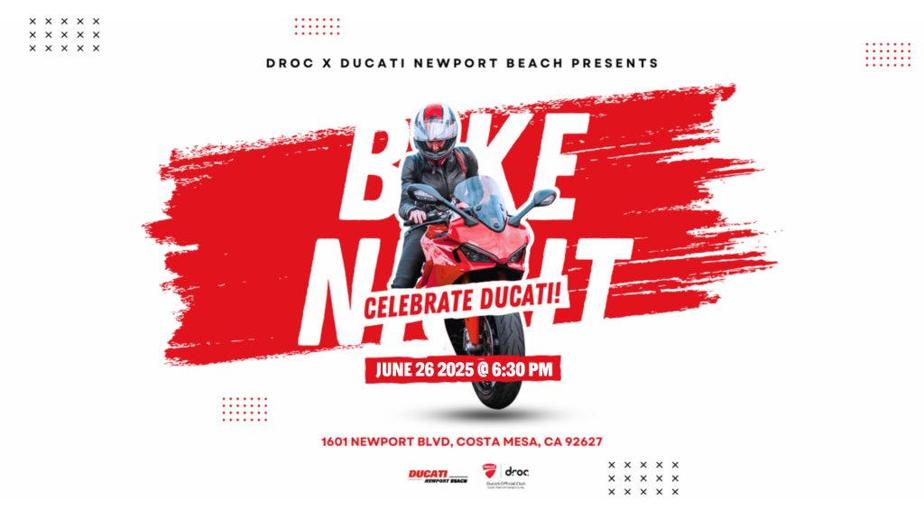 Ducati bike night at Newport Beach featuring Ducati motorcycles and community gathering in Costa Mesa, June 2025