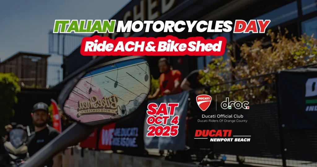Italian Motorcycles Day flyer: ride ACH and Bike Shed, Saturday October 4 2025