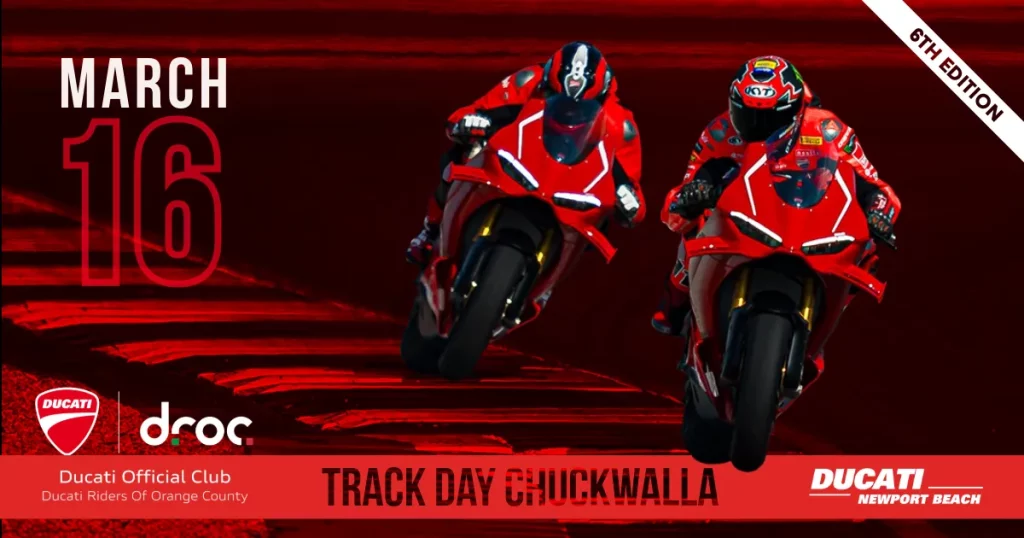 Track Day Chuckwalla poster, March 16, 6th edition, Ducati Newport Beach and DROC