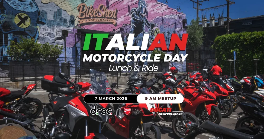 Italian Motorcycle Day Lunch and Ride poster, 7 March 2026, 9am meetup at Bike Shed