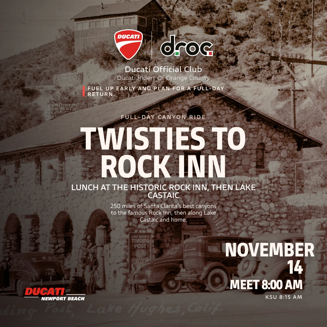 DROC ride to Rock Inn and Lake Castaic, November 14 2026